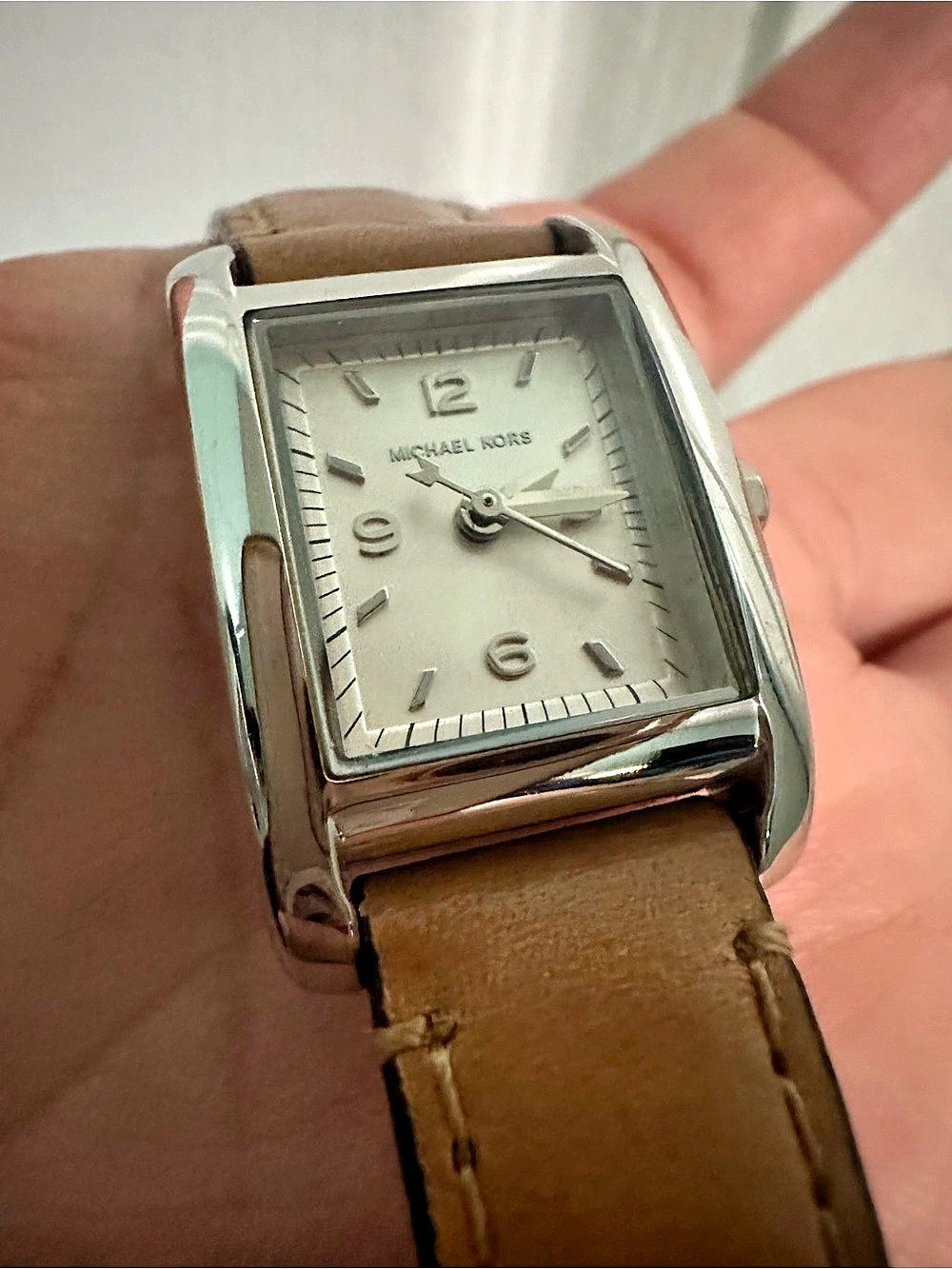 Michael Kors Rectangular Watch Brown Leather Strap